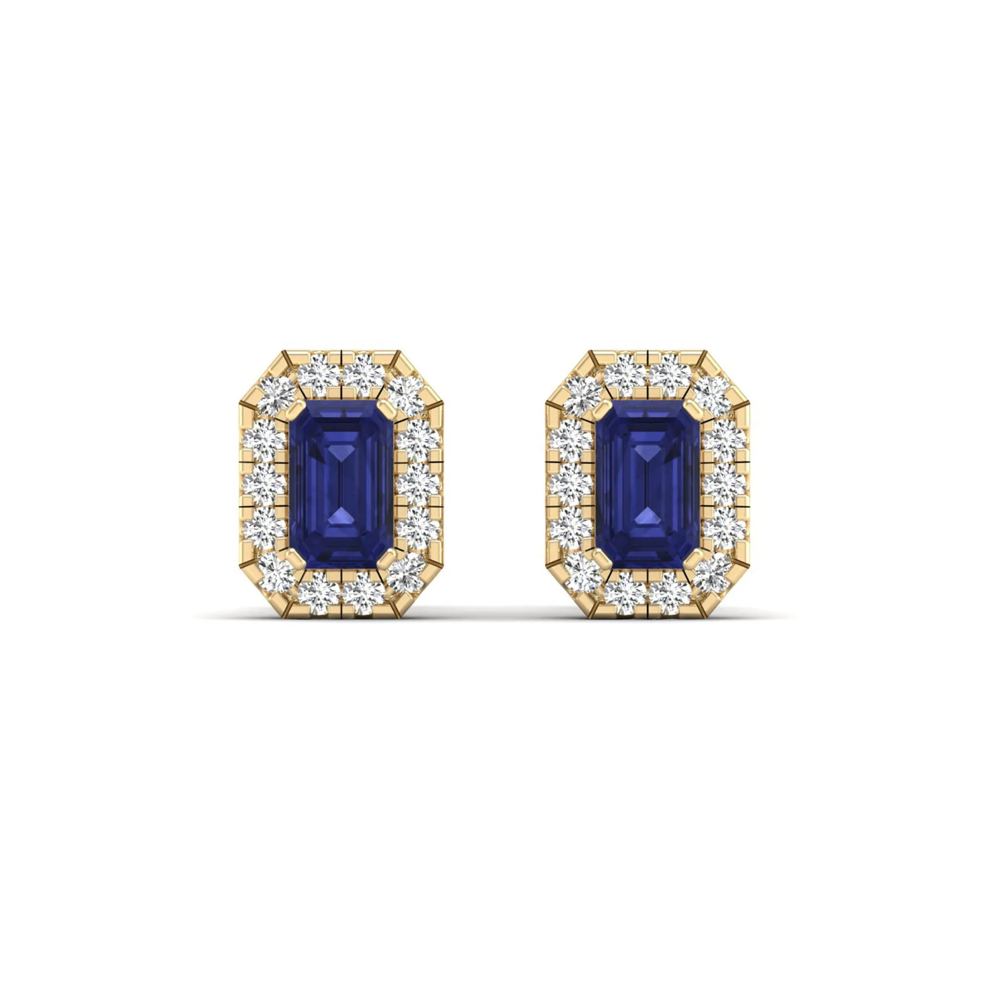 Halo Tanzanite and Diamond Classic Stud Earrings