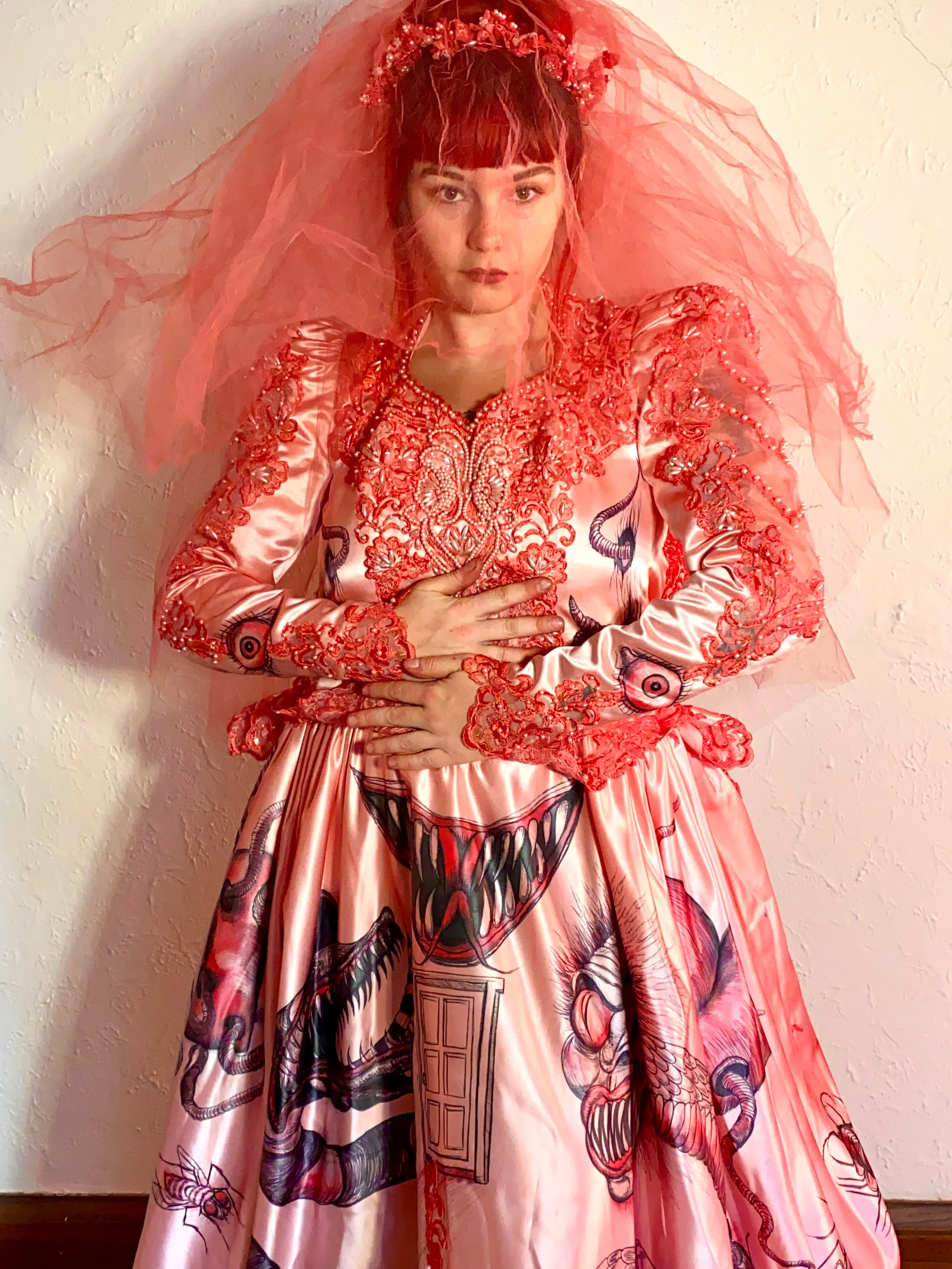 Hand Dyed & Hand Painted / Hand Drawn Beetlejuice Gown