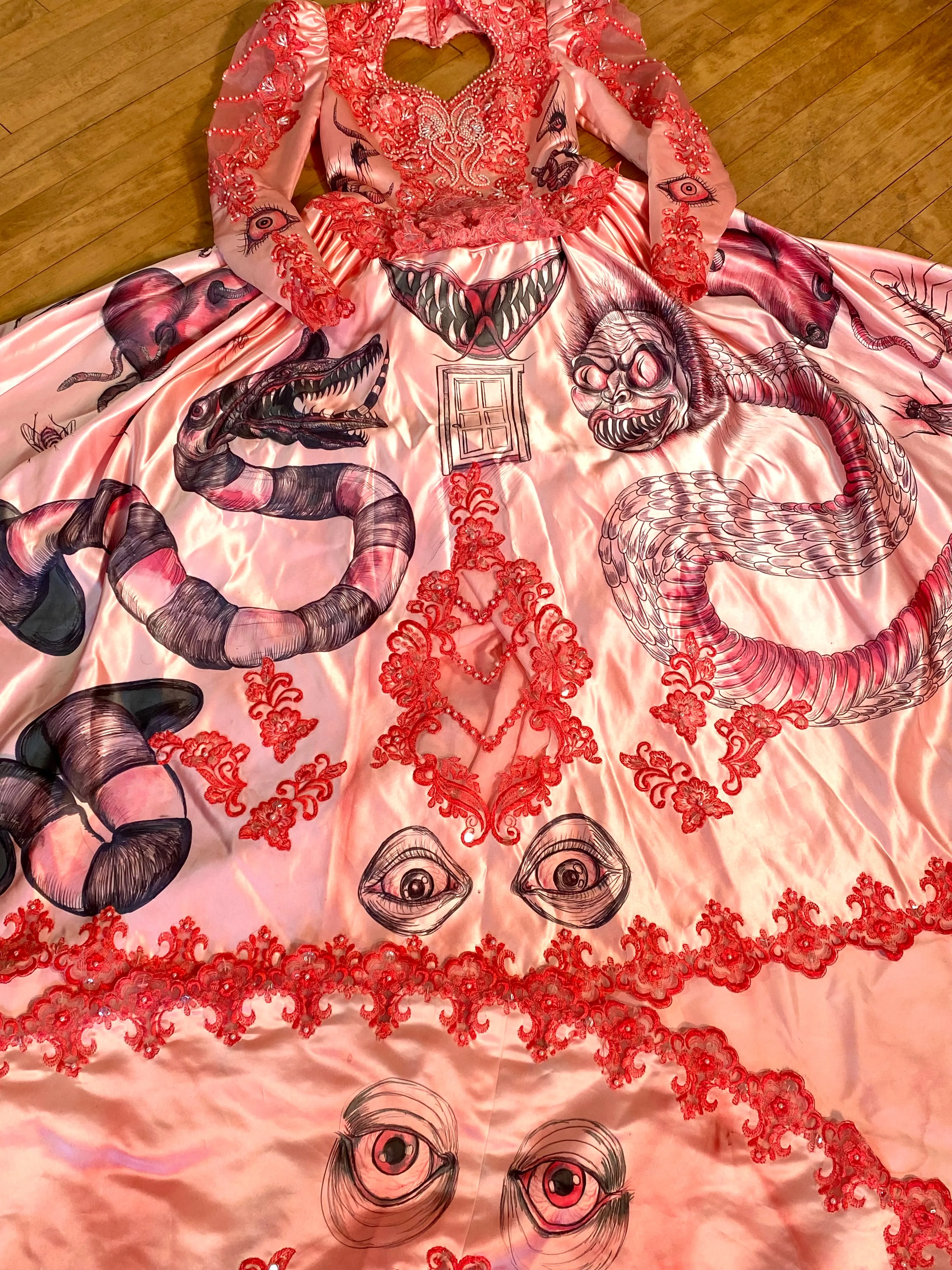 Hand Dyed & Hand Painted / Hand Drawn Beetlejuice Gown