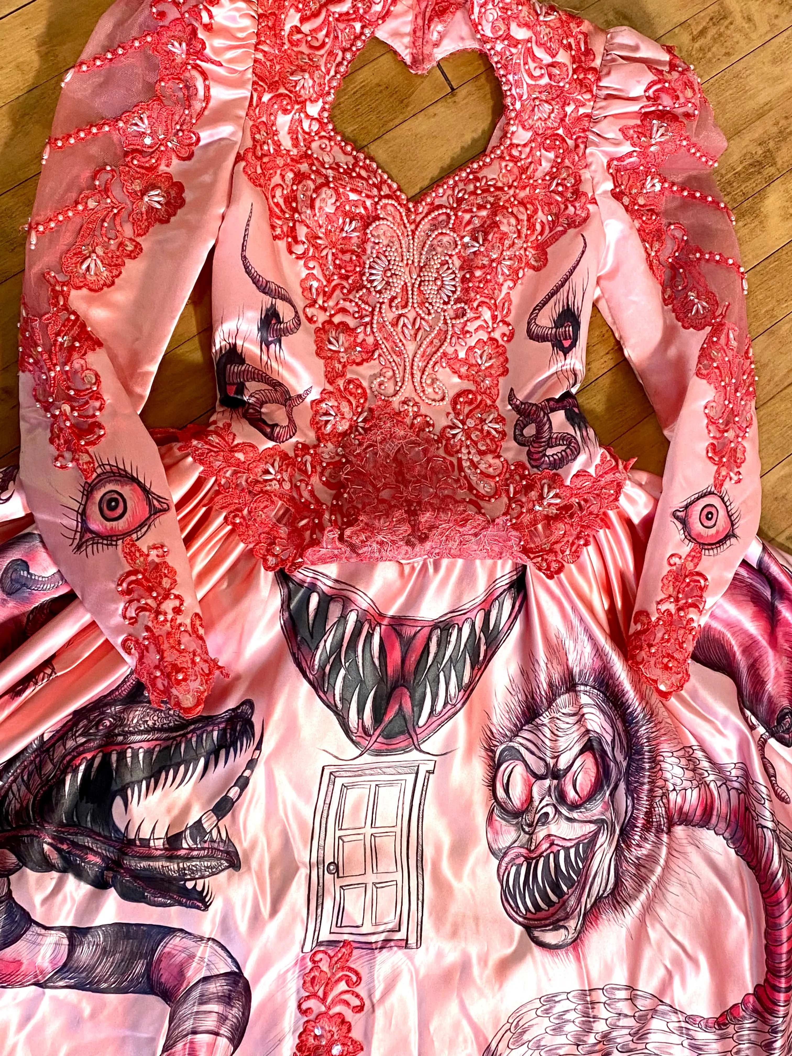 Hand Dyed & Hand Painted / Hand Drawn Beetlejuice Gown