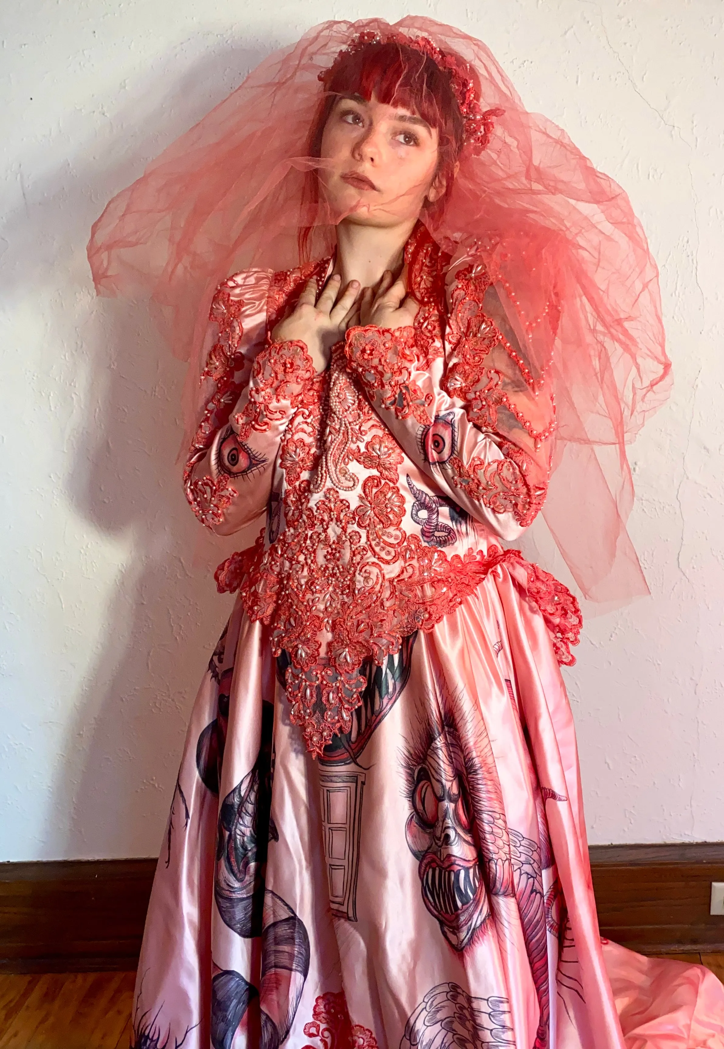 Hand Dyed & Hand Painted / Hand Drawn Beetlejuice Gown