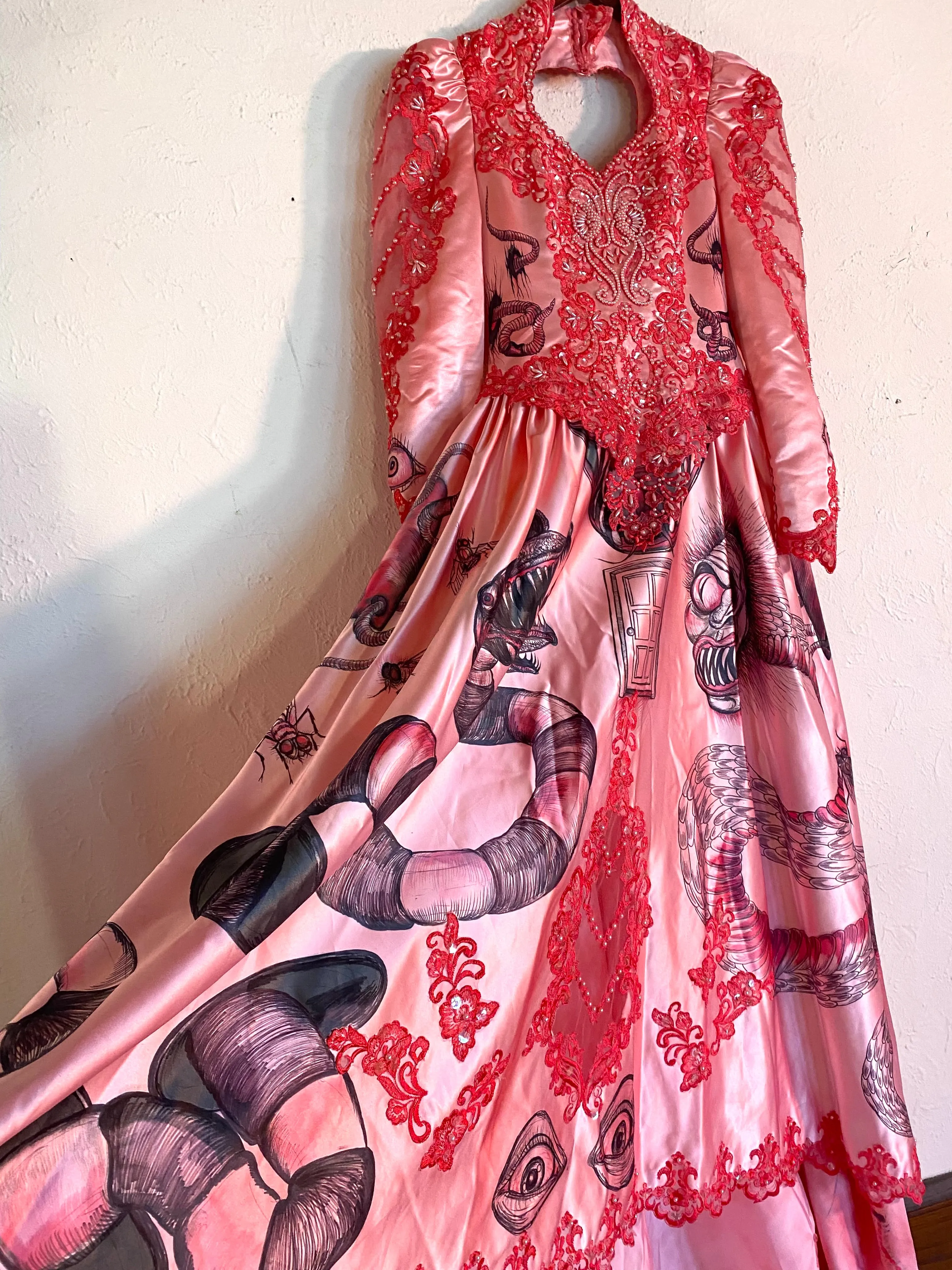 Hand Dyed & Hand Painted / Hand Drawn Beetlejuice Gown