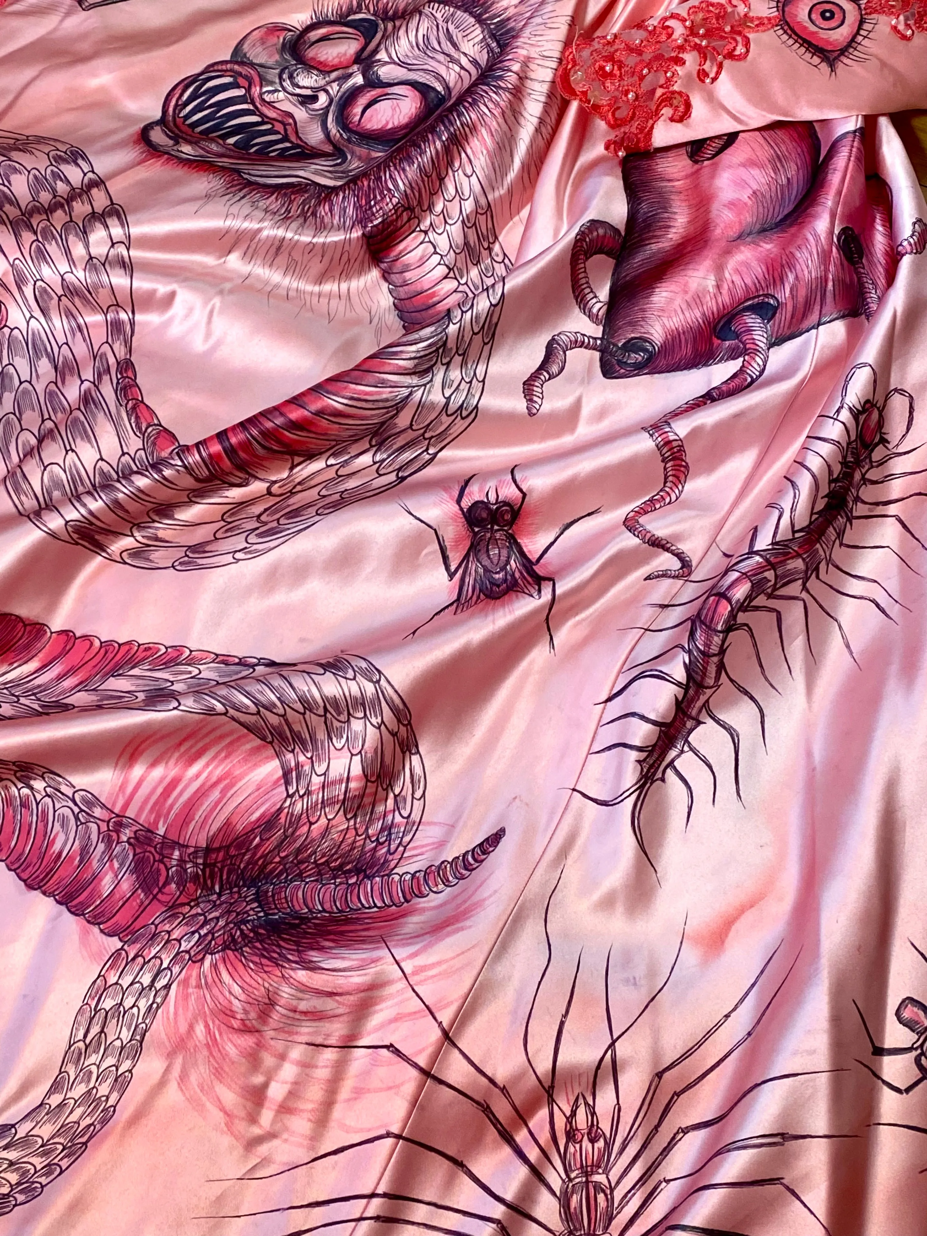 Hand Dyed & Hand Painted / Hand Drawn Beetlejuice Gown