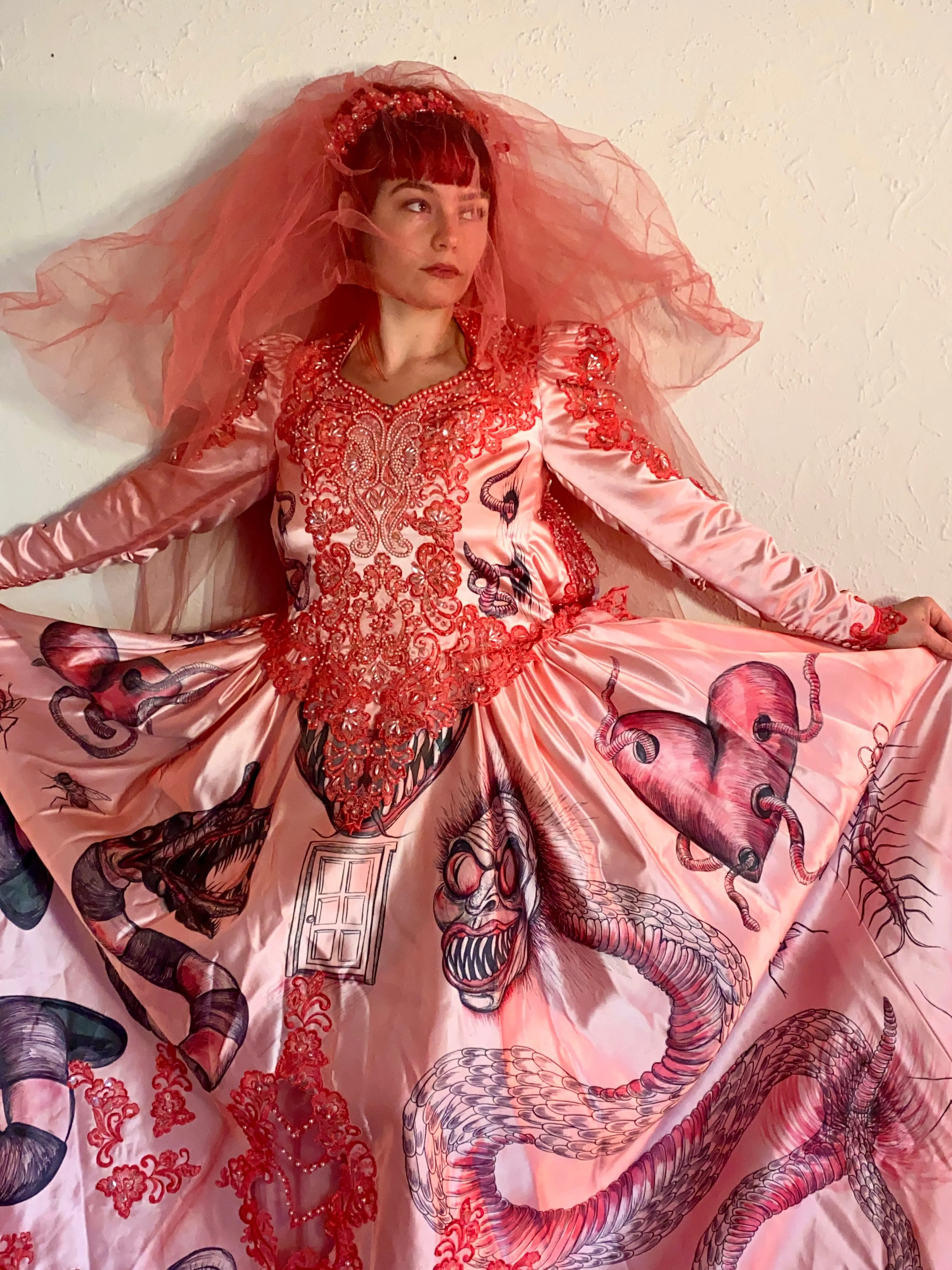 Hand Dyed & Hand Painted / Hand Drawn Beetlejuice Gown