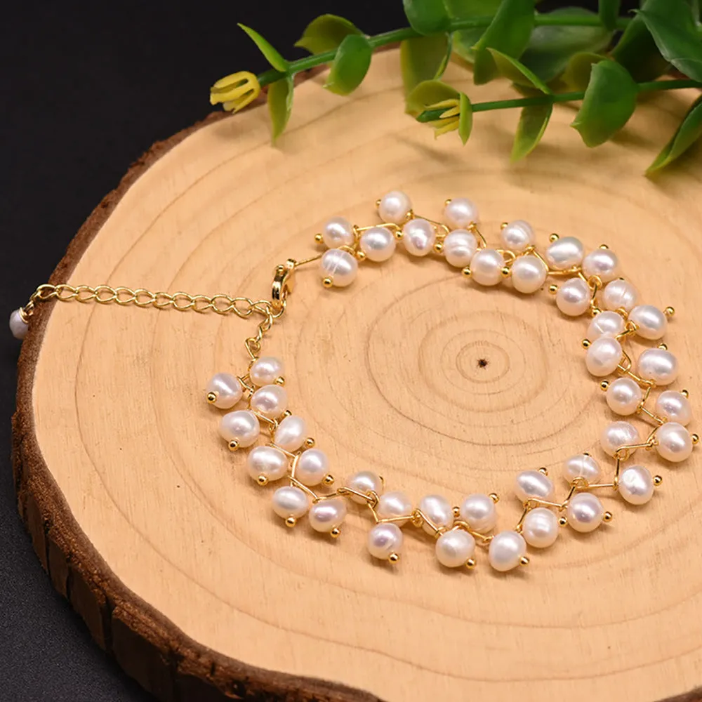 Handmade Natural Freshwater Pearl Bracelet Women Fashion Jewelry Hot Adjustable