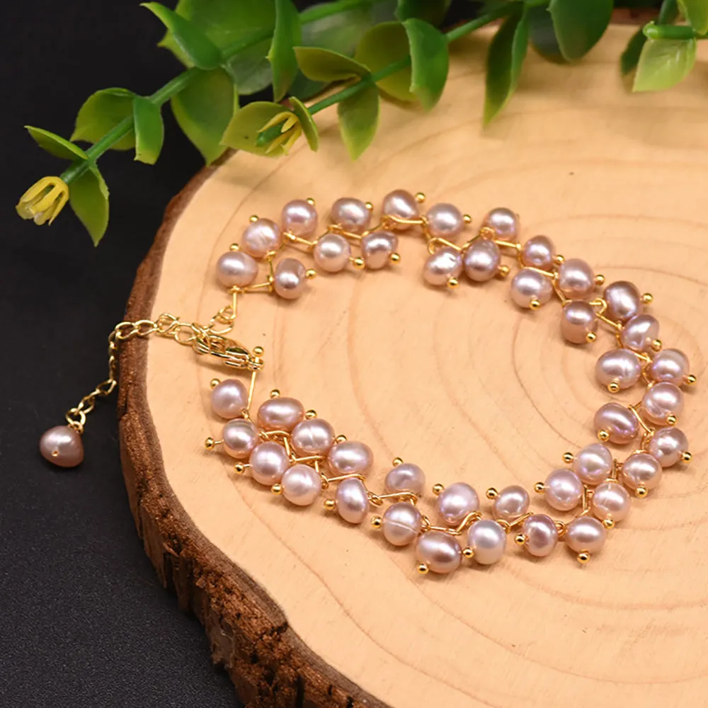 Handmade Natural Freshwater Pearl Bracelet Women Fashion Jewelry Hot Adjustable