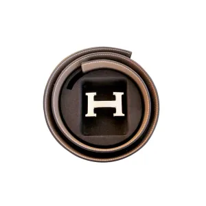 Hermes Etoupe Black 85cm Constance 32mm Brushed Silver Belt Kit Classic Gift!