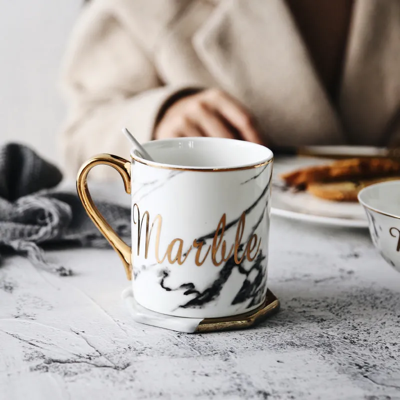 Homlly Marbi Gold Rim Mugs
