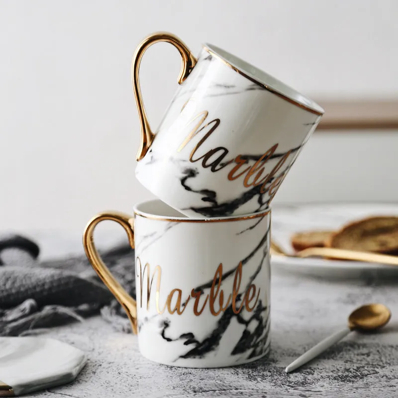 Homlly Marbi Gold Rim Mugs