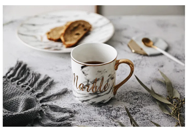 Homlly Marbi Gold Rim Mugs
