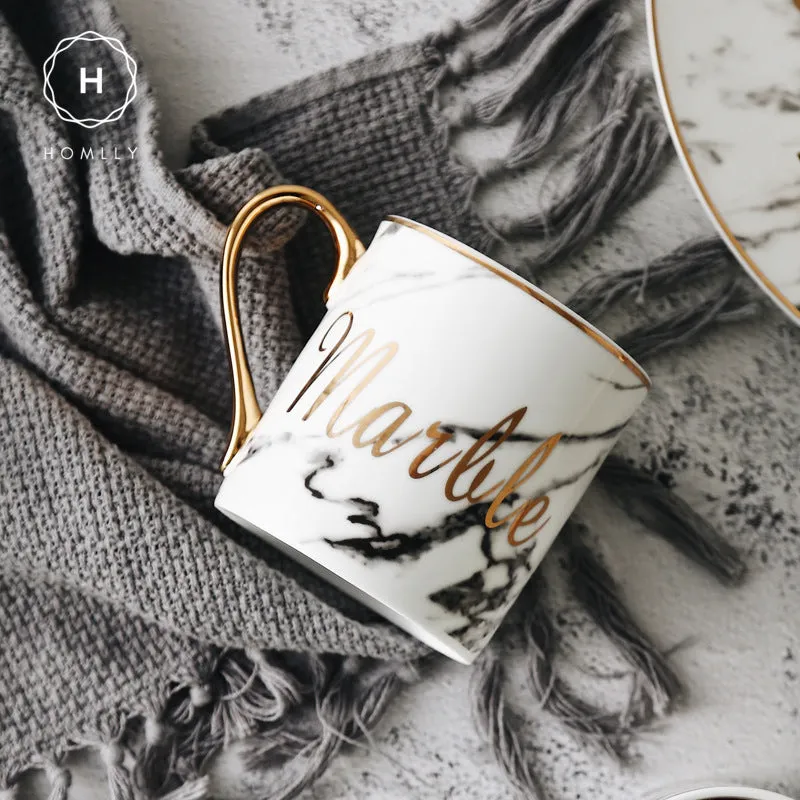 Homlly Marbi Gold Rim Mugs