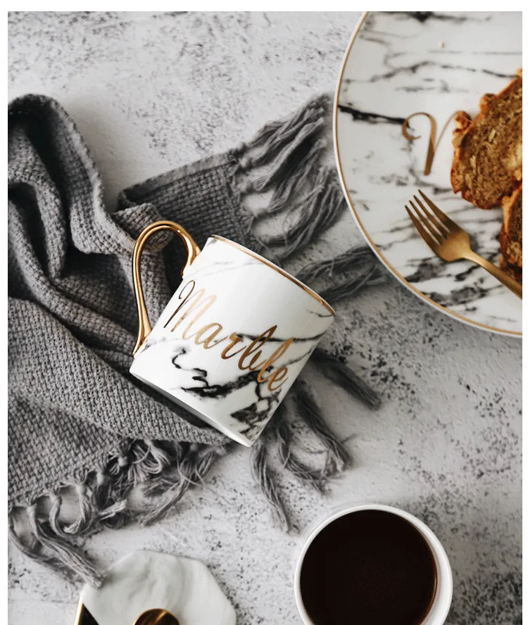 Homlly Marbi Gold Rim Mugs