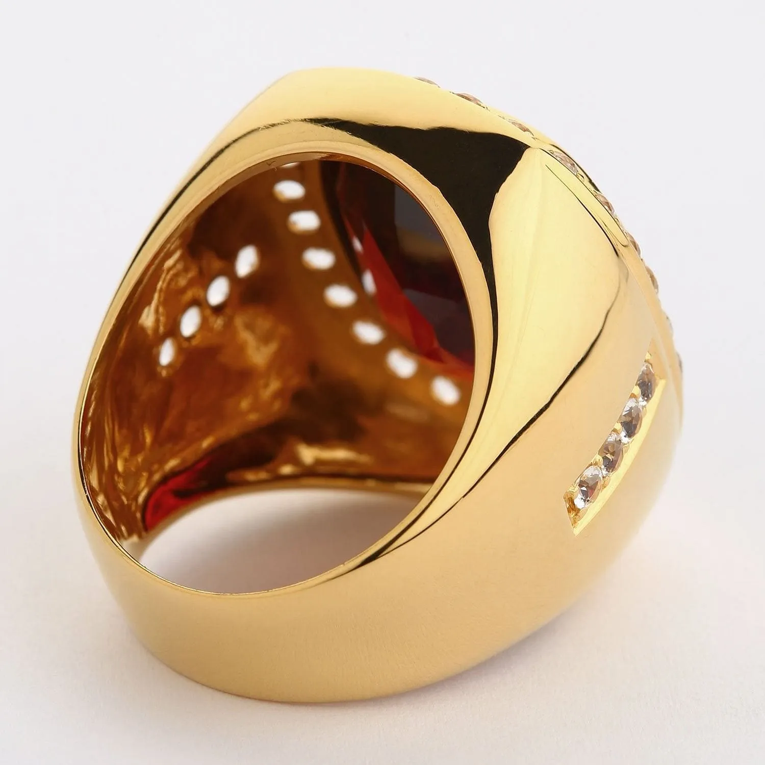 Huge Yellow Gold Mens Garnet Ring