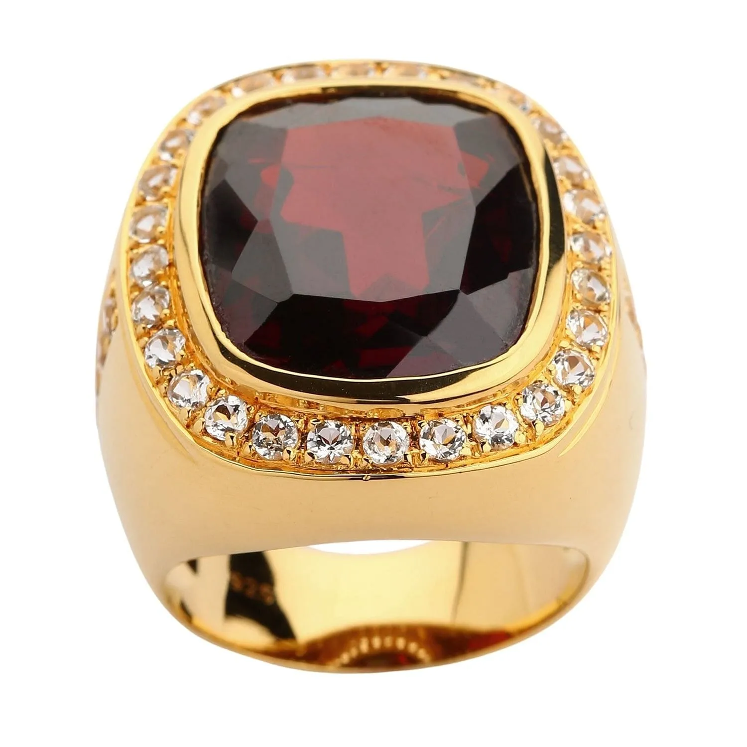 Huge Yellow Gold Mens Garnet Ring