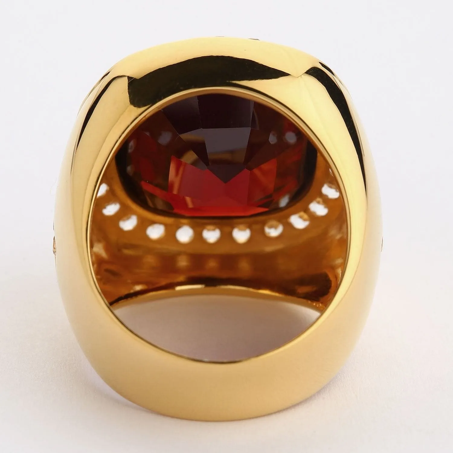 Huge Yellow Gold Mens Garnet Ring