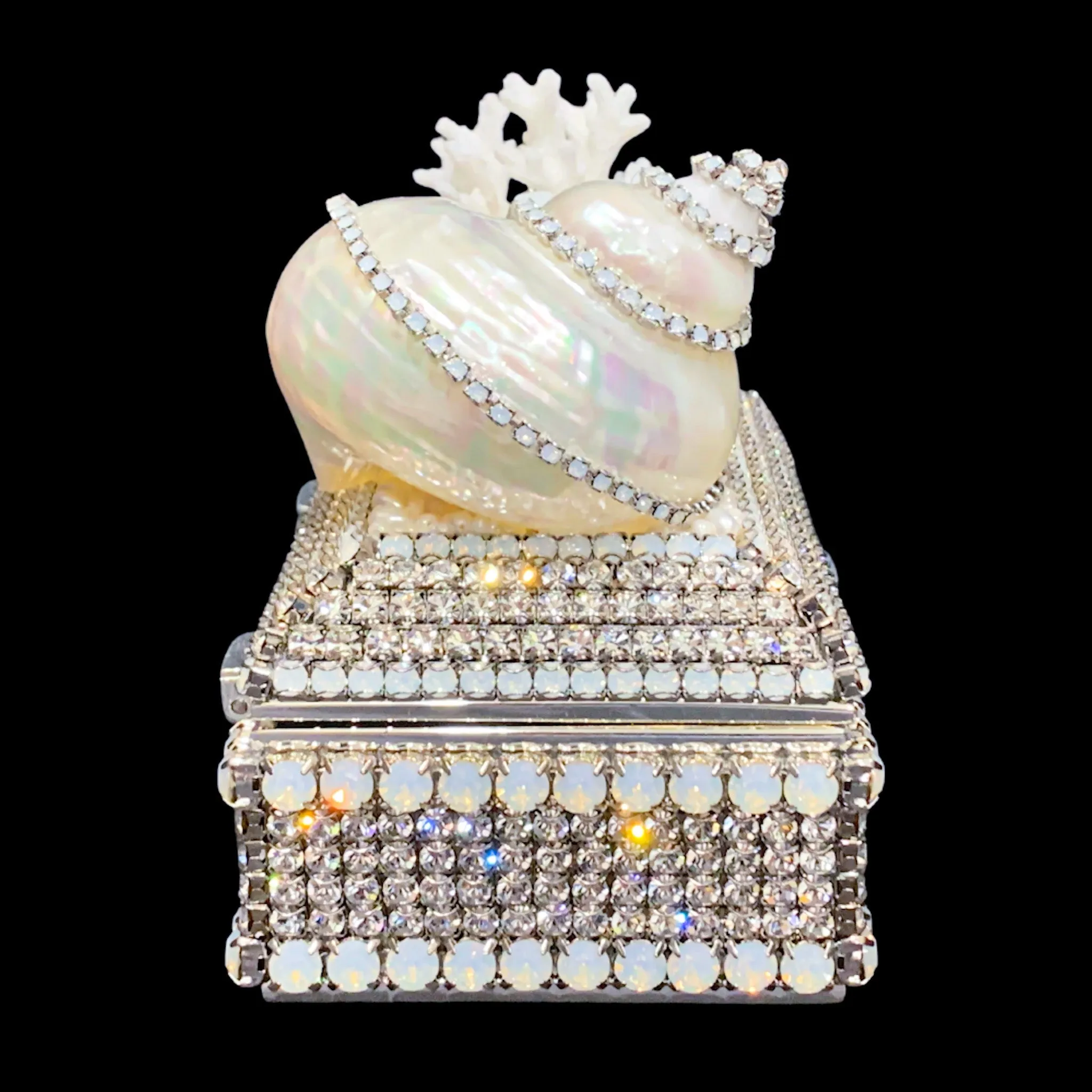 Isabella Adams White Opal Sea Shell Keepsake Box