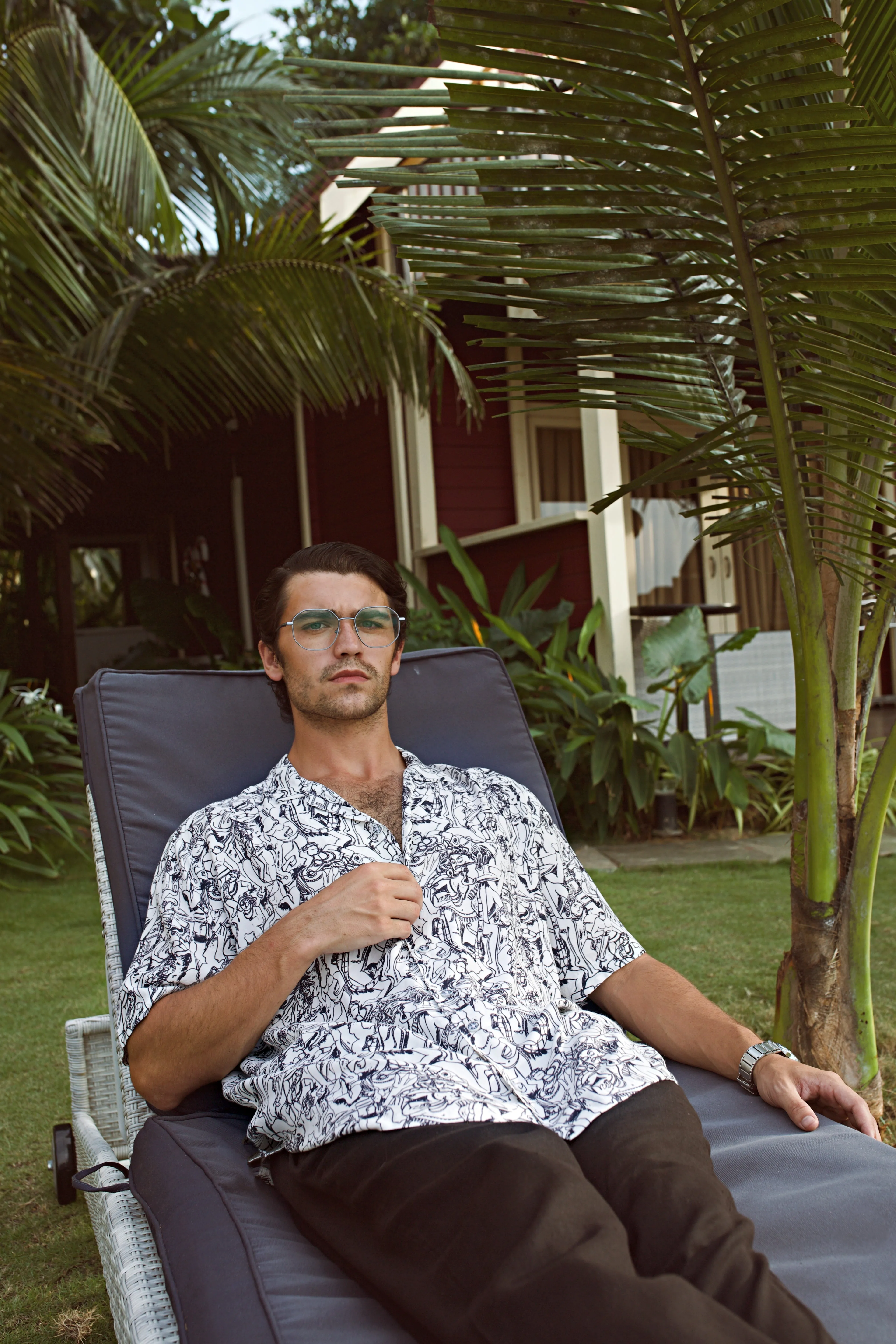 Khajuraho Abstract White Oversize Shirt