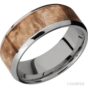 Lashbrook 8mm Titanium Wedding Band with Maple Burl Wood Inlay
