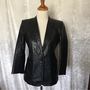 Leather Ladies Tuxedo Jacket  size  Small Petite  Vintage
