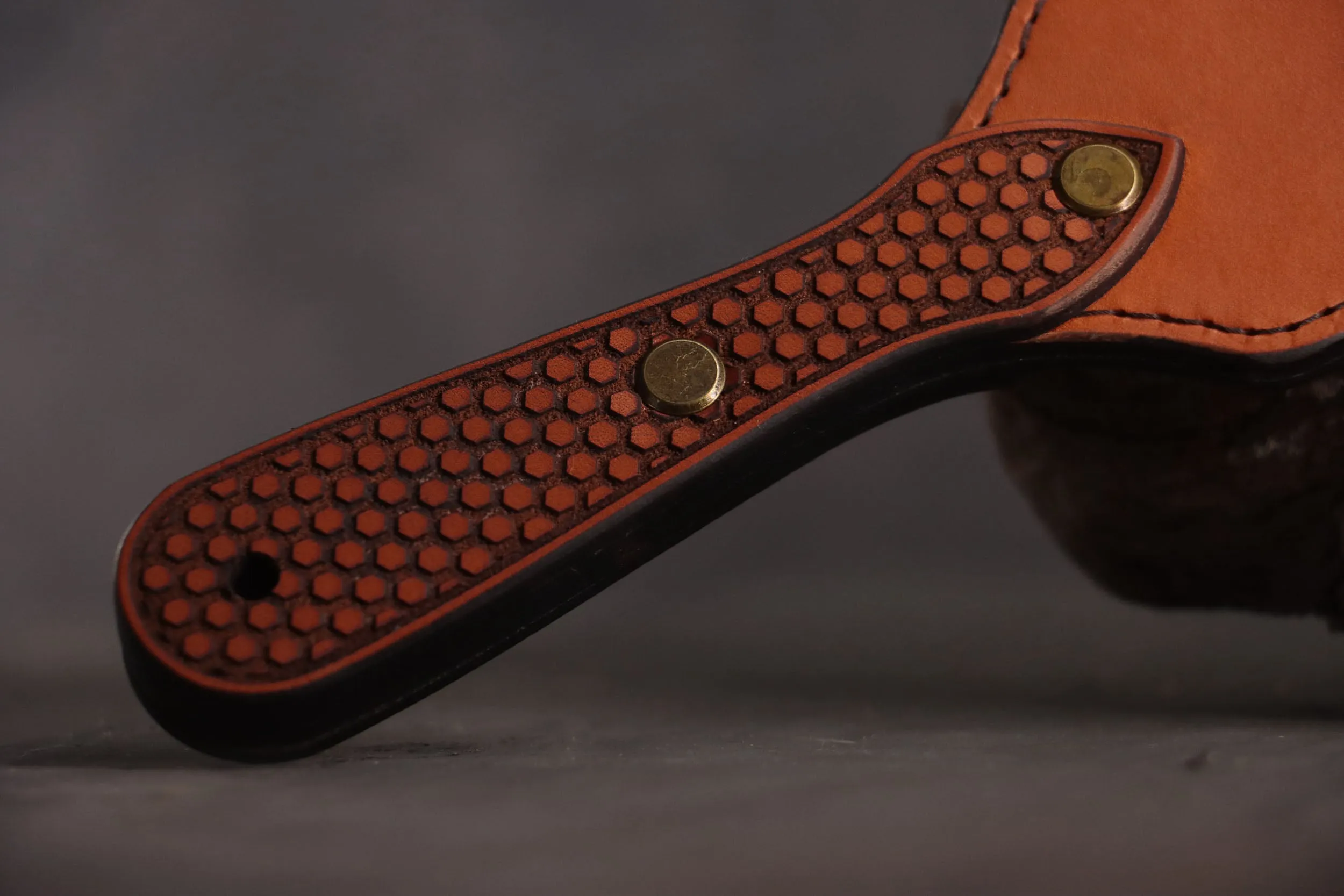Leather Spanking Paddle, Cognac