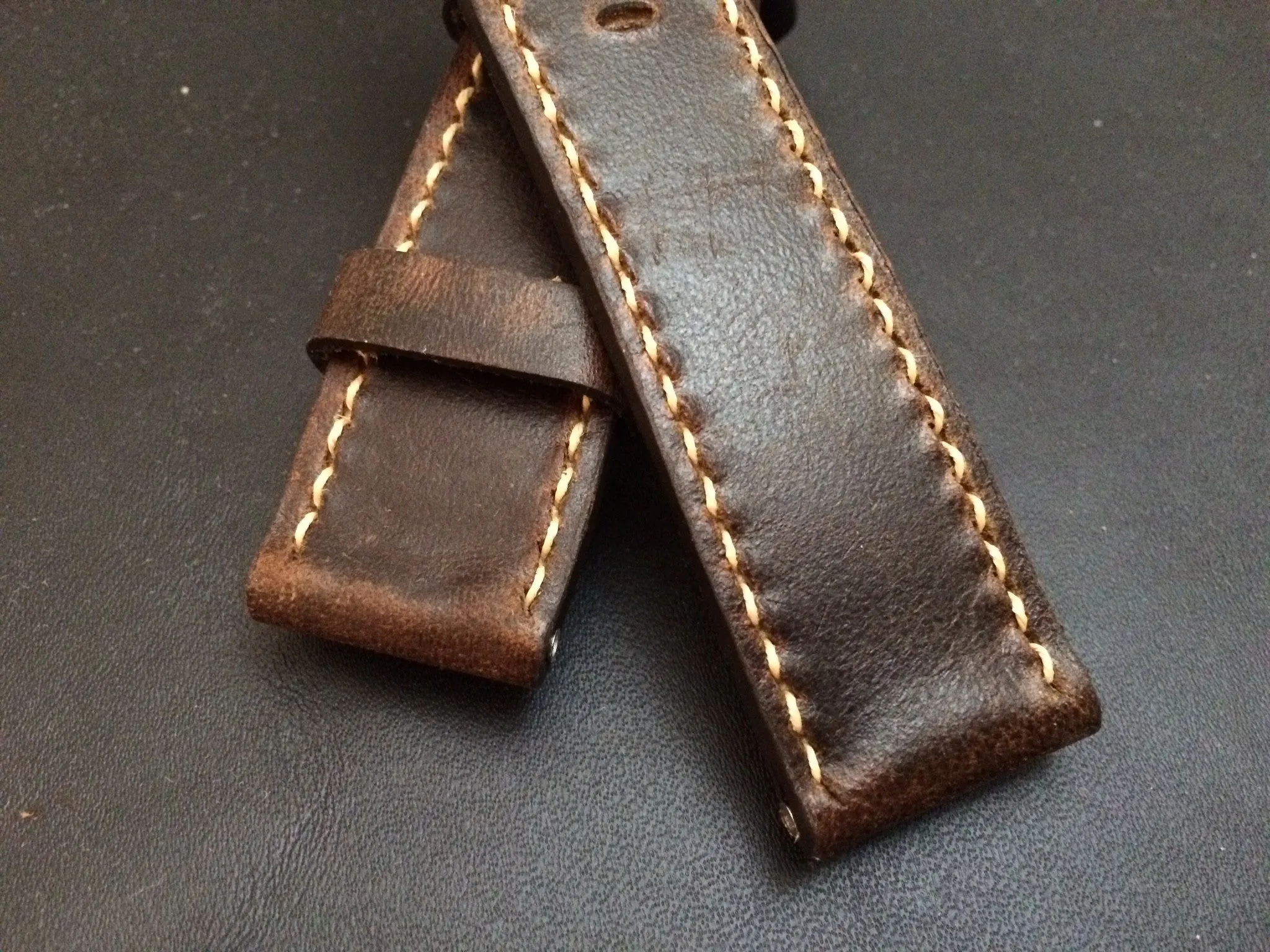 Leather watch Strap for Panerai watches, Watch band 26mm, wristwatch band (Dark Raw Brown Color) 24mm/22mm
