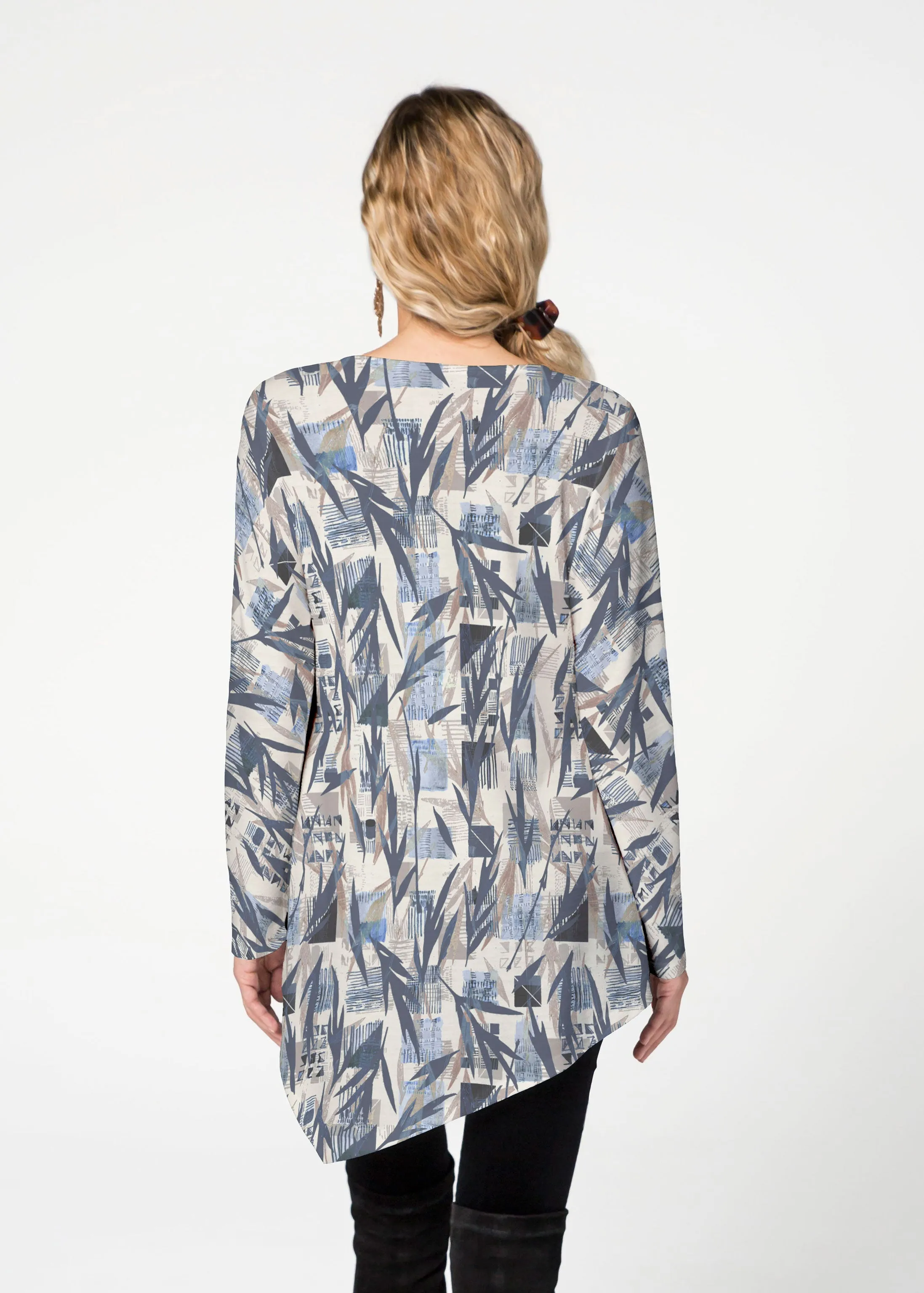 Leaves of Geo (7870) ~ Asymmetrical French Terry Tunic