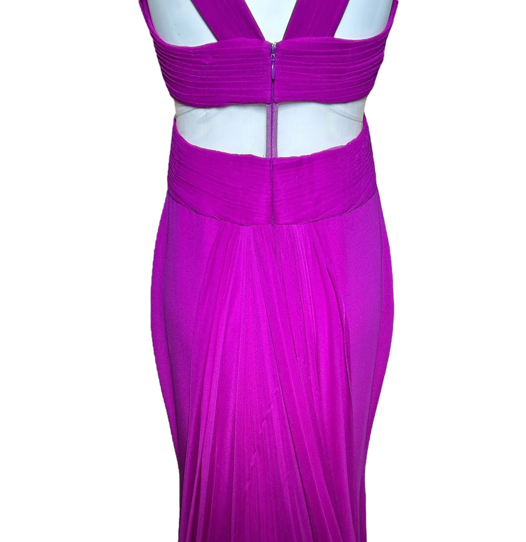 Lorena Sarbu Fall 2014 Magenta Mesh Cut Silk Red Carpet Gown
