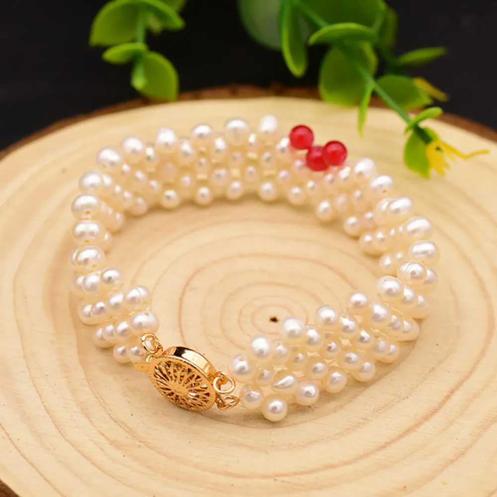 Loving Heart Natural Freshwater Pearl Multilayer Bracelet Woman Fashion Jewelry