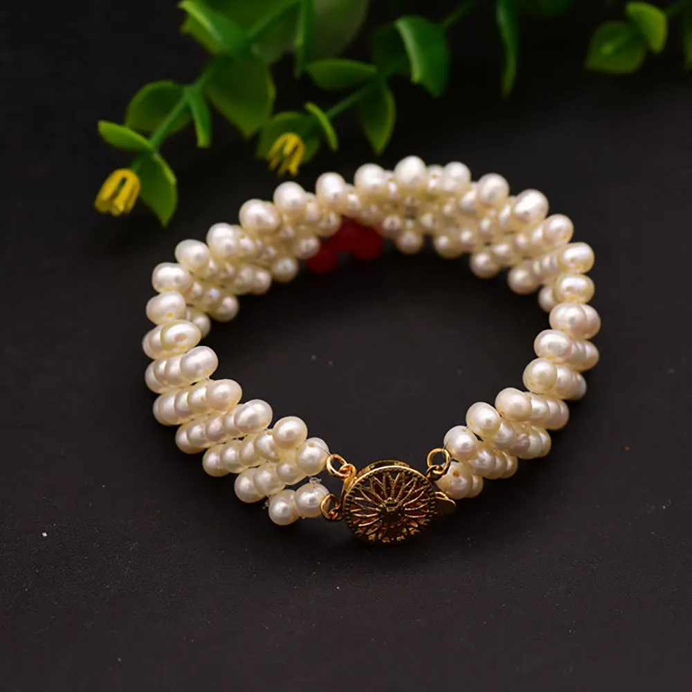 Loving Heart Natural Freshwater Pearl Multilayer Bracelet Woman Fashion Jewelry