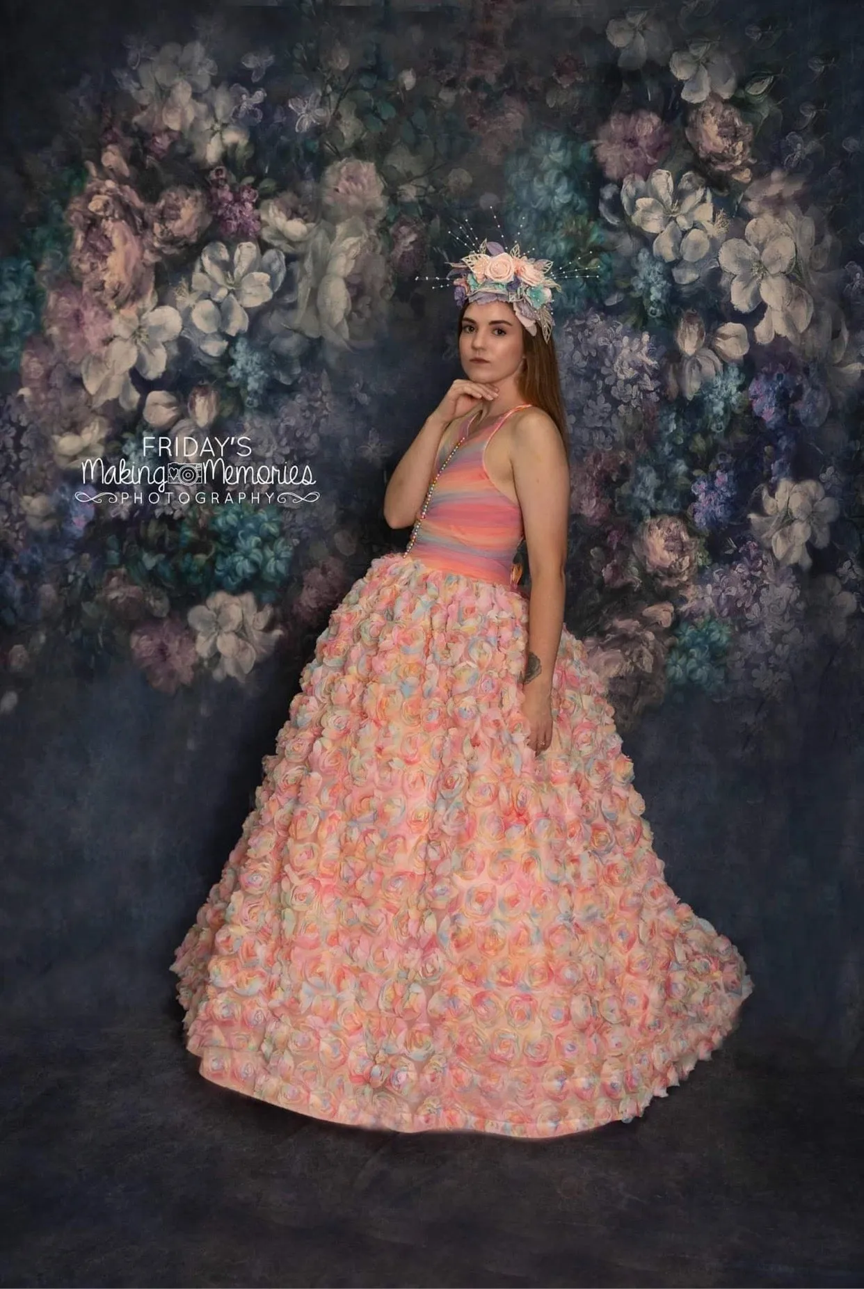 LuXee Couture Gown Rental~ Rosette Rainbow