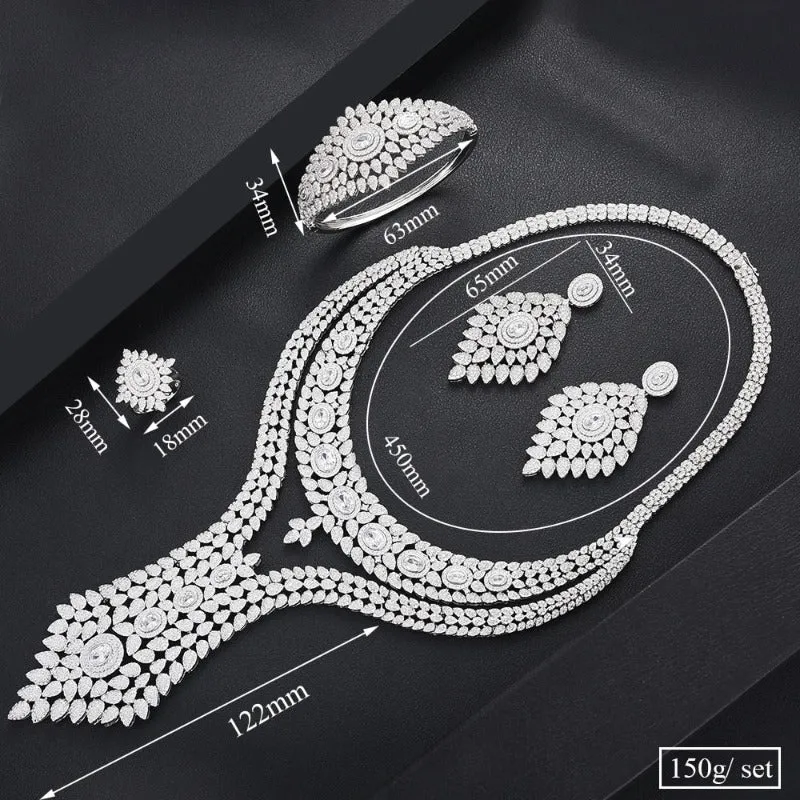 Luxury Double Layer African Jewelry sets Women Wedding Zircon Jewelry Set