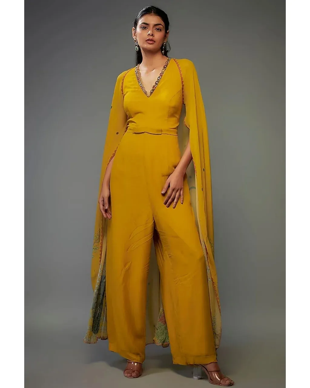 Mango Printed Cape Jumpsuit Set