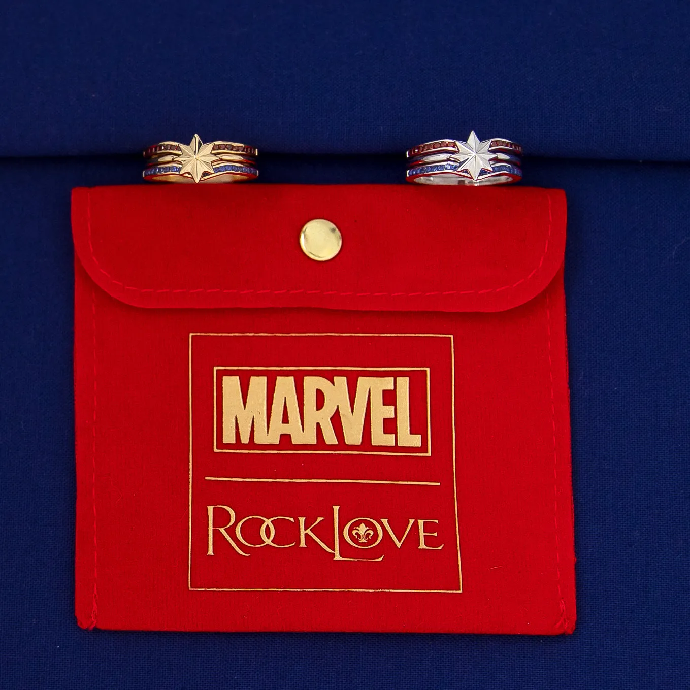 Marvel X RockLove MARVEL STUDIOS CAPTAIN MARVEL Crystal Star Stacker Rings