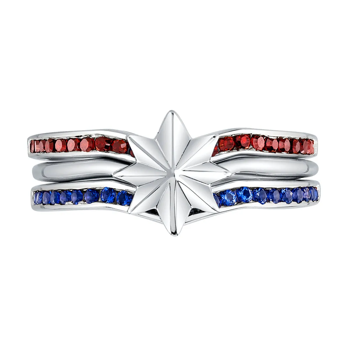 Marvel X RockLove MARVEL STUDIOS CAPTAIN MARVEL Crystal Star Stacker Rings