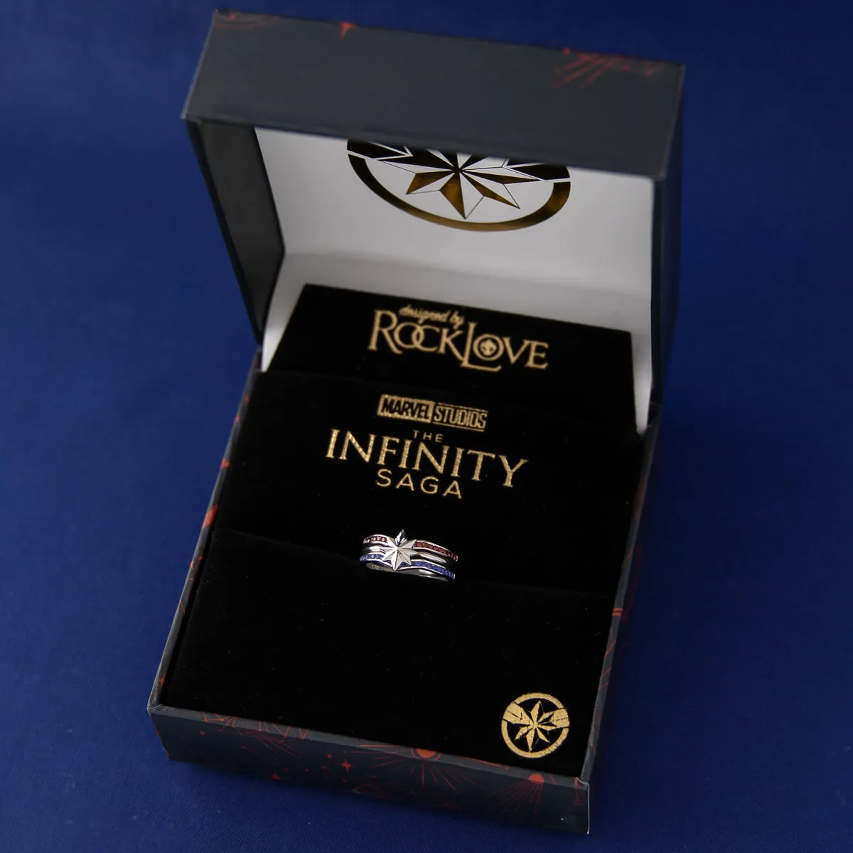 Marvel X RockLove MARVEL STUDIOS CAPTAIN MARVEL Crystal Star Stacker Rings
