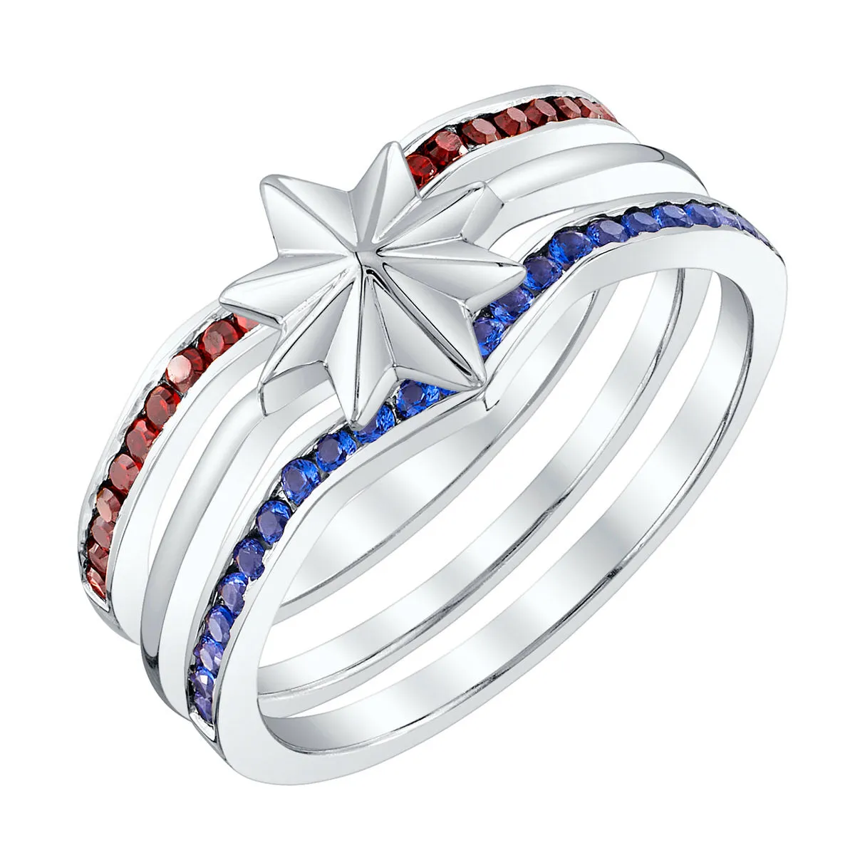 Marvel X RockLove MARVEL STUDIOS CAPTAIN MARVEL Crystal Star Stacker Rings