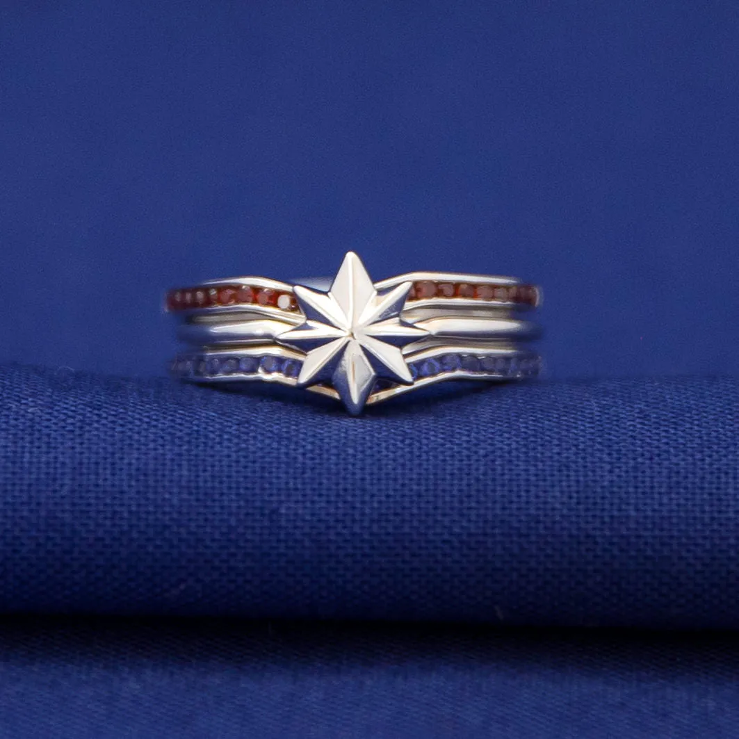 Marvel X RockLove MARVEL STUDIOS CAPTAIN MARVEL Crystal Star Stacker Rings