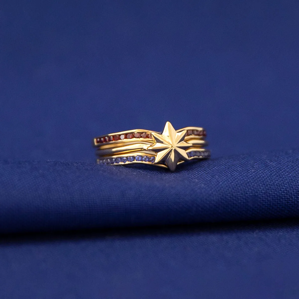 Marvel X RockLove MARVEL STUDIOS CAPTAIN MARVEL Crystal Star Stacker Rings