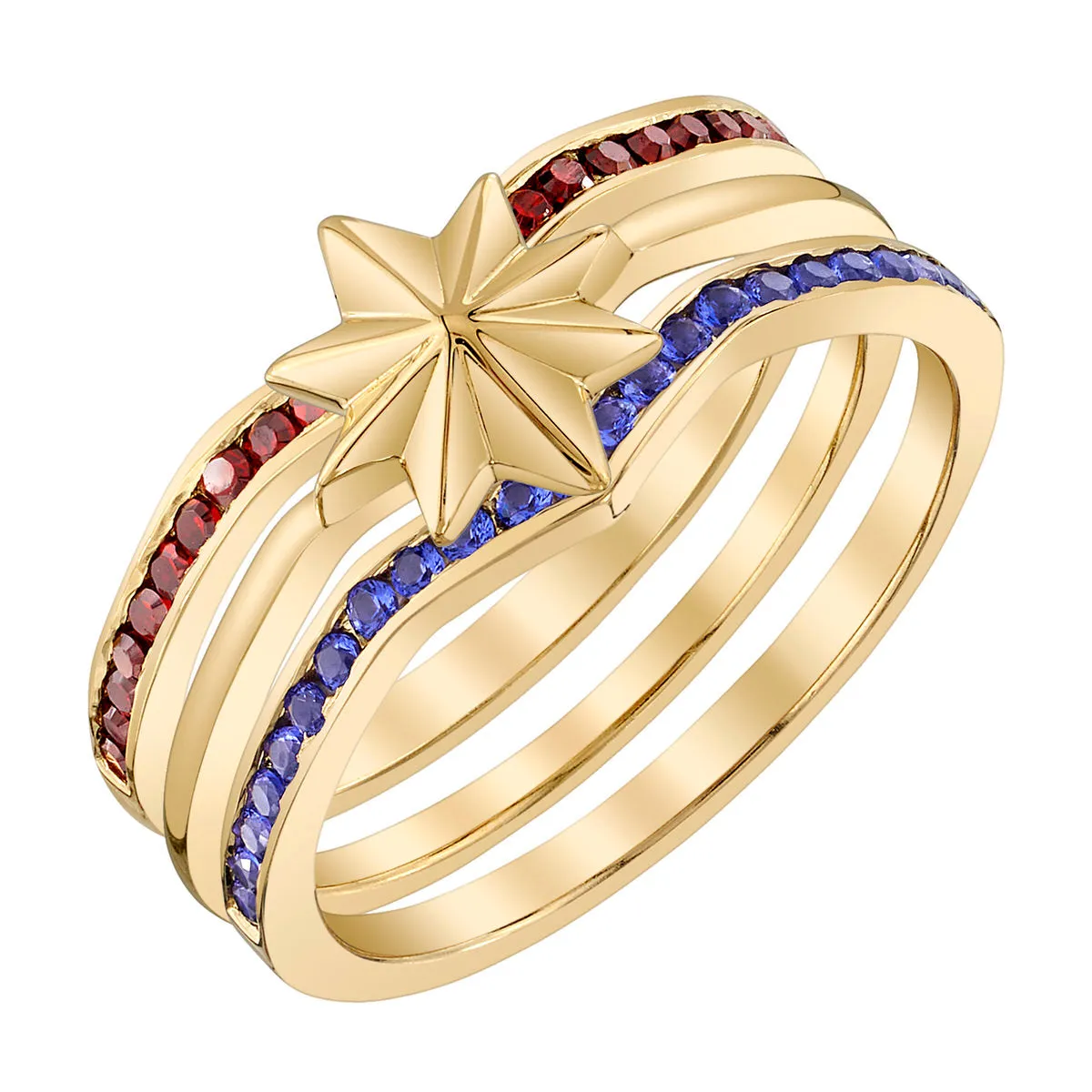 Marvel X RockLove MARVEL STUDIOS CAPTAIN MARVEL Crystal Star Stacker Rings