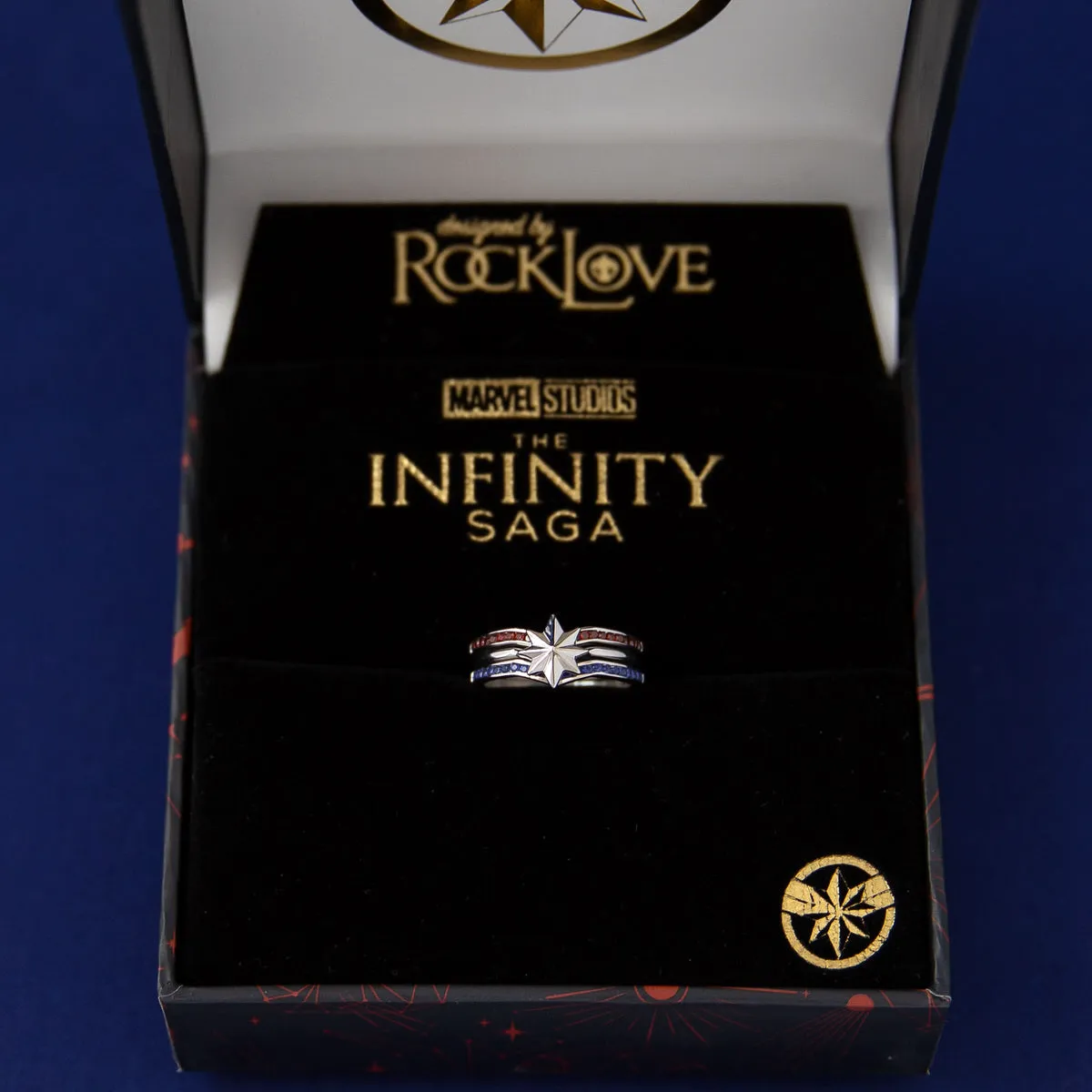 Marvel X RockLove MARVEL STUDIOS CAPTAIN MARVEL Crystal Star Stacker Rings