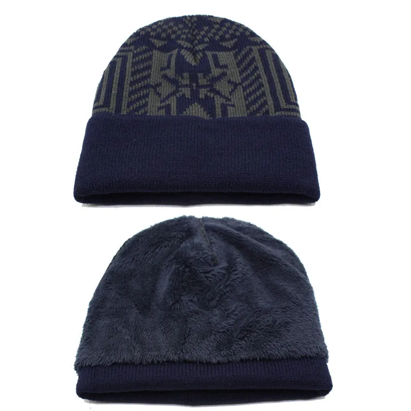 Men's Fashion Winter Knitted Beanie With Collar Scarf - Black,Gray,Navy
