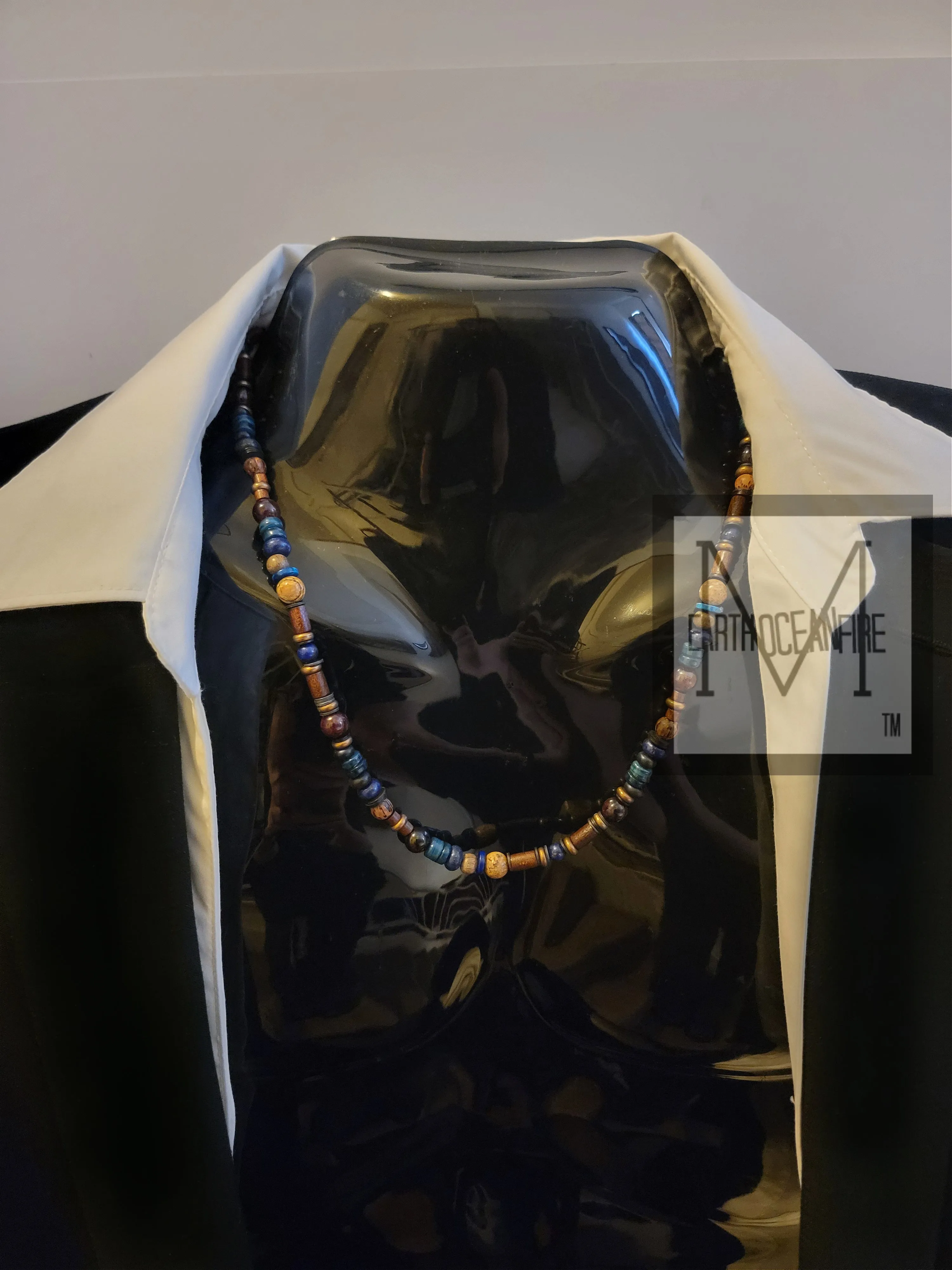 Men's Garnet Lapis Blues on the Sand Necklace