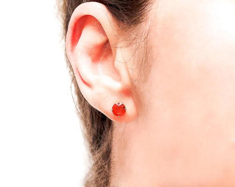 Mexican Fire Opal Earrings in 14k Gold- 4mm, 5mm, 6mm