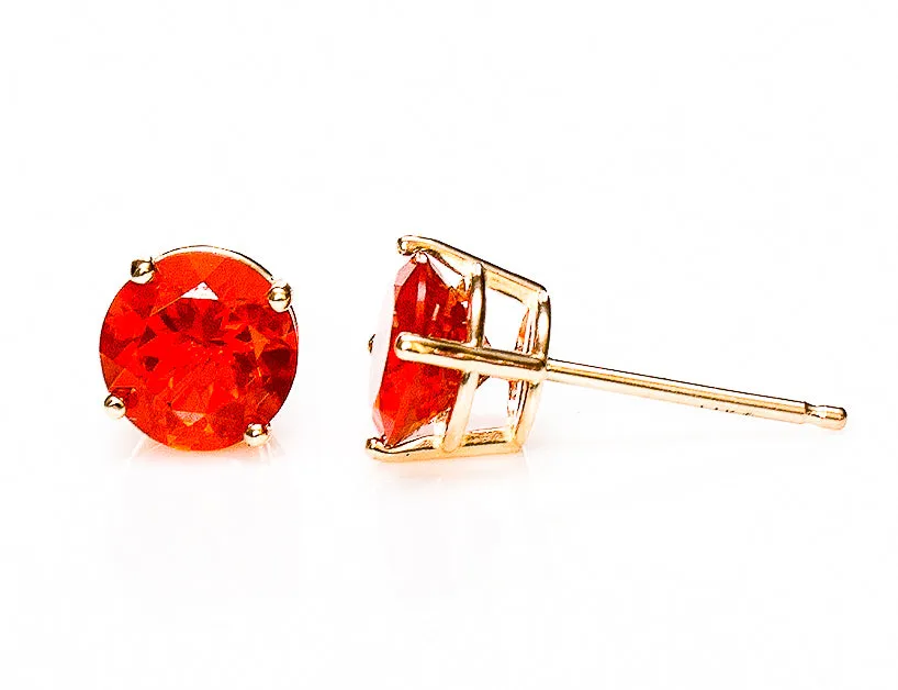 Mexican Fire Opal Earrings in 14k Gold- 4mm, 5mm, 6mm