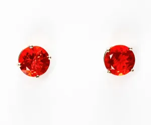 Mexican Fire Opal Earrings in 14k Gold- 4mm, 5mm, 6mm