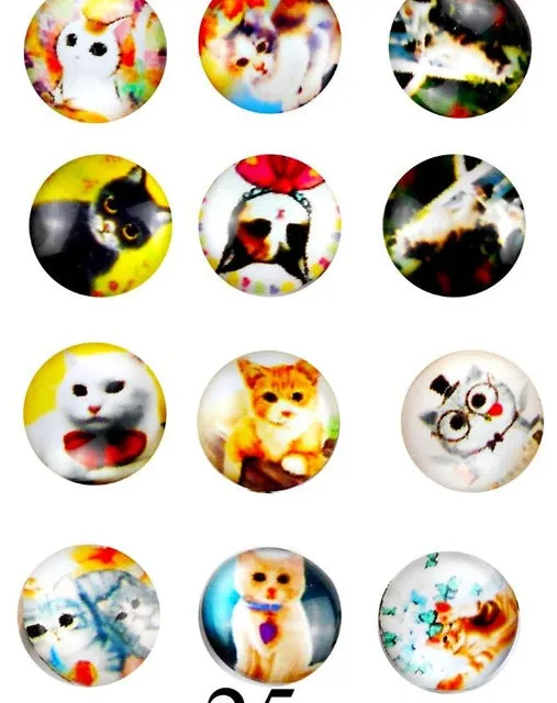 Mix Kawaii Image Transparent Flatback Photo Glass Cabochon for Jewelry Making necklaces earrings phase box key chain