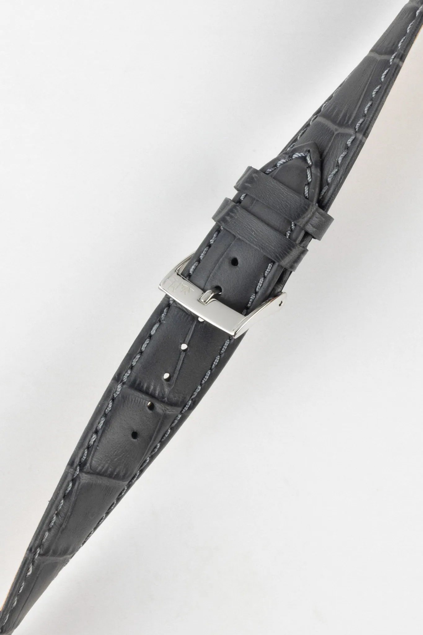 Morellato BOLLE Alligator-Embossed Calfskin Leather Watch Strap in DARK GREY