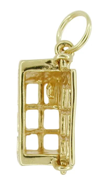 Movable Telephone Booth Charm in 14 Karat Gold