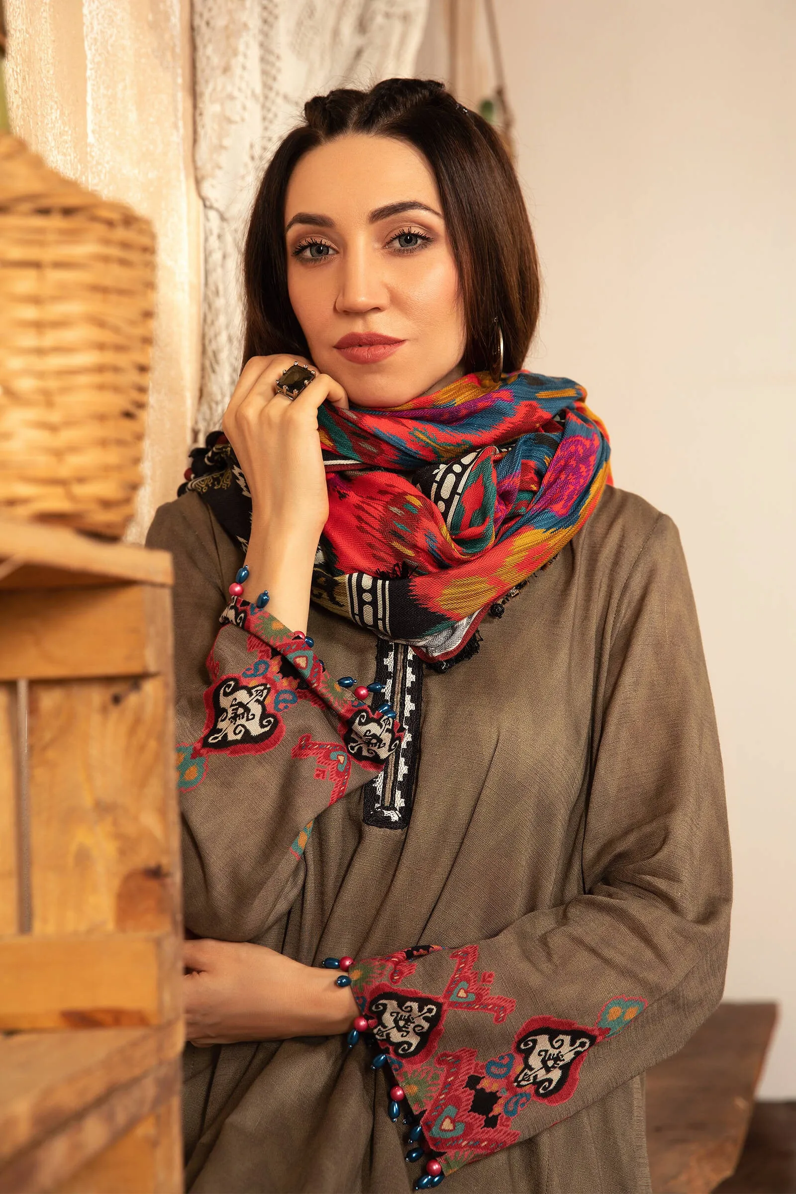 MPT 1209 A | Maria B MPrints Winter Collection 2021 | Unstitched Embroidered Khaddar Suits