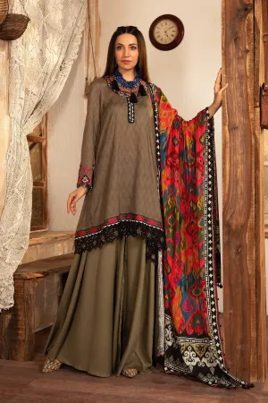 MPT 1209 A | Maria B MPrints Winter Collection 2021 | Unstitched Embroidered Khaddar Suits